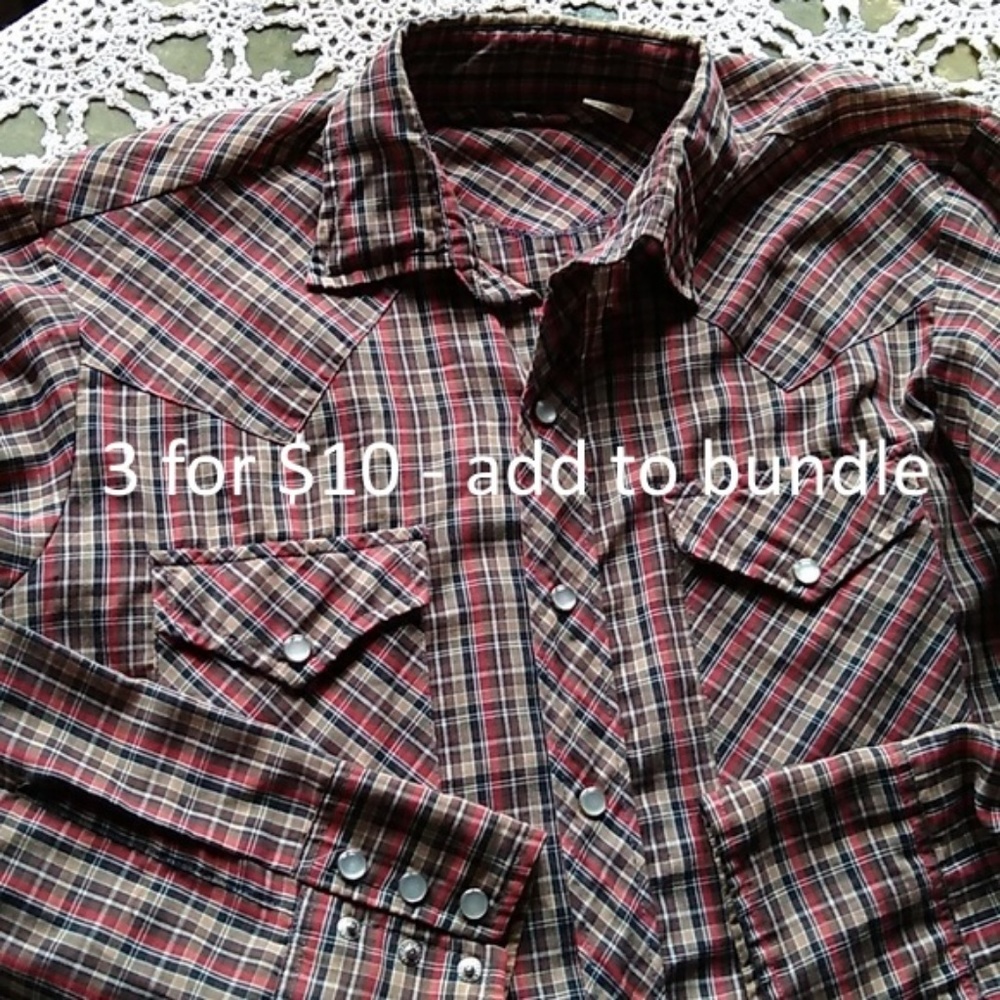 Western plaid pearl snaps size Medium